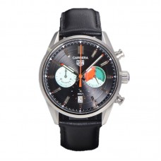 Carrera Skipper 39 Black Dial on Leather Strap