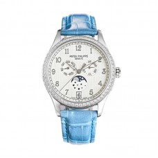 Complications 4948G Annual Calendar Moonphase White Dial in White Gold on Leather Strap