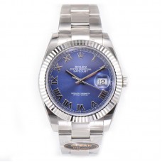 Datejust 41 126334 Azzurro Blue Dial Roman Markers on Oyster Bracelet