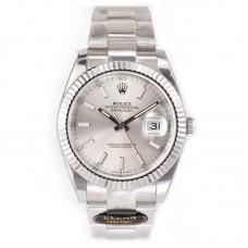 Datejust 41 126334 Sliver Dial Stick Markers on Oyster Bracelet