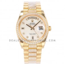 Day-Date 36 128348RBR MOP Dial with Diamond Bezel in Yellow Gold