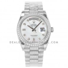 Day-Date 36 128349RBR MOP Dial with Diamond Bezel in White Gold