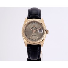 Day-Date 36 Silver Dial in Rose Gold on Leather Strap
