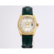Day-Date 36 White Dial in Yellow Gold on Leather Strap