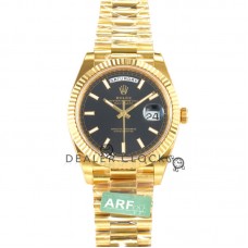 Daydate 40 228238 Bright Black Dial with Stick Marker in Yellow Gold