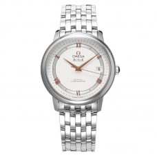 De Ville Co-Axial Chronometer 36.8mm White Dial with Rose Gold Markers in Steel on Bracelet