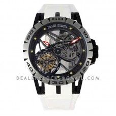Excalibur Spider Skeleton Flying Tourbillon in Titanium with White Rubber Strap
