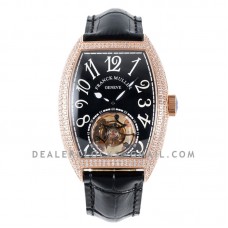 Giga Tourbillon Black Dial with Diamond Bezel on Rose Gold