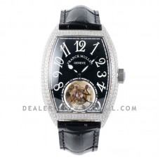 Giga Tourbillon Black Dial with Diamond Bezel on Steel