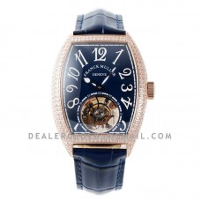 Giga Tourbillon Blue Dial with Diamond Bezel on Rose Gold