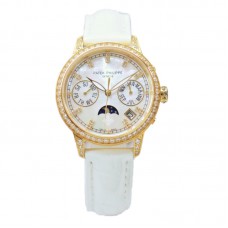Grand Complications Ladies First Perpetual Calendar with Diamond Bezel in Yellow Gold on Leather Strap on Leather Strap