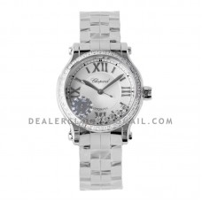 Happy Sport Automatic 33mm White Dial with Diamond Bezel in Steel
