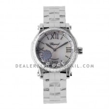 Happy Sport Automatic 33mm White MOP Dial with Diamond Bezel in Steel