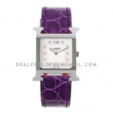 Heure H 26mm MOP Dial in Steel on Violet Leather Strap