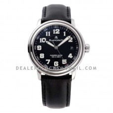 Hundred Hours Black Dial in Steel on Black Leather Strap
