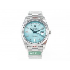 DayDate 40 228236 ARF 904L Steel Tiffany Blue Crystal Diamonds Bezel on President Bracelet VR3255