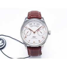 Portuguese Real PR Real Annual Calendar IW5035 ZF 1:1 Best Edition White Dial RG Markers on Brown Leather Strap A52850