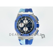 Royal Oak Offshore 44mm SS TKF 1:1 Best Edition Blue Dial on Blue Camou Rubber Strap A3126