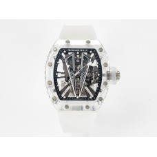 RM27-03 White Transparent Tourbillon MSF Best Edition Skull Dial on White Rubber Strap