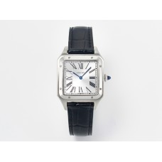 Santos Dumont 31.4mm IWSF Best Edition Silver Dial on Black Leather Strap Quartz