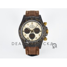Daytona DIW Carbon Case and Bezel DIWF Edition Yellow Arabic Dial on Brown Nylon Strap A7750