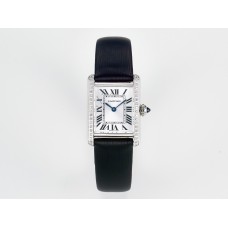 Tank Must Small SS 29mm DRF 1:1 Best Edition White Dial Diamonds Bezel on Black Calfskin Strap Swiss Quartz