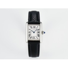 Tank Must Small SS 29mm DRF 1:1 Best Edition White Dial on Black Leather Strap Swiss Quartz