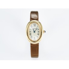 Baignoire De Cartier YG DRF 1:1 Best Edition Silver Dial on Brown Leather Strap Swiss Quartz