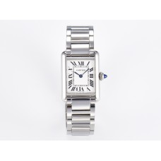 Tank Must SS 33.7mm DRF 1:1 Best Edition White Dial on SS Bracelet Jap Quartz
