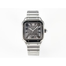 Santos de Cartier 40mm 2018 BVF 1:1 Best Edition Gray Bezel Gray Dial on SS SmartLinks Bracelet MIYOTA 9015
