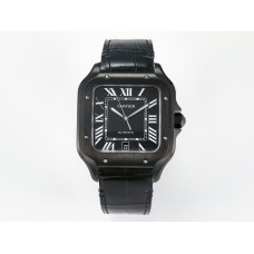 Santos de Cartier 40mm 2018 BVF 1:1 Best Edition Black Dial on Black Leathr Strap MIYOTA 9015