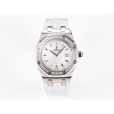 Royal Oak Offshore Ladies 33mm SS DRF Best Edition White Dial Diamonds Bezel on White Rubber Strap ETA Quartz