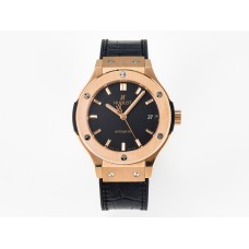 Classic Fusion 38mm RG JJF 1:1 Best Edition Black Dial on Black Gummy Leather Strap