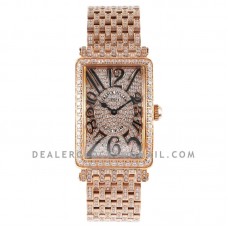Long Island 952QZ Diamond Paved Dial in Rose Gold with Black Markers