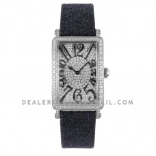 Long Island 952QZ Diamond Paved Dial with Black Markers on Leather Strap