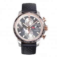 Mille Miglia GTS Chrono Grey Dial in Rose Gold/Steel on Black Leather Strap
