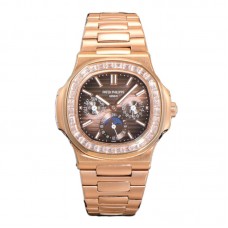 Nautilus 5740 Brown Dial with Diamond Bezel in Rose Gold