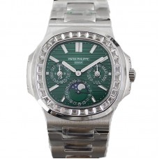 Nautilus 5740 Green Dial with Diamond Bezel in Steel