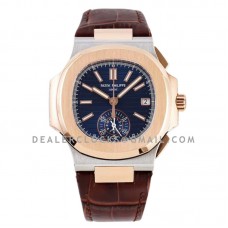 Nautilus Chronograph 5980/1AR in Steel and Rose Gold on Brown Leather Strap