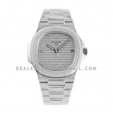 Nautilus Jumbo 5711 Diamond Dial in White Gold with Paved Diamonds