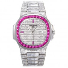 Nautilus Jumbo 5711 Diamond Dial with Pink Diamond Bezel in Paved Diamonds