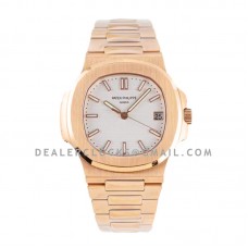 Nautilus Jumbo 5711 White Dial in Rose Gold
