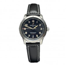 Navitimer Aviator 8 Automatic 41 Black Dial in Steel on Black Leather Strap Navitimer Aviator 8 Automatic 41 Black Dial in Steel on Black Leather Strap