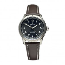 Navitimer Aviator 8 Automatic 41 Black Dial in Steel on Brown Leather Strap Navitimer Aviator 8 Automatic 41 Black Dial in Steel on Brown Leather Strap