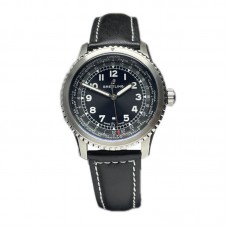 Navitimer Aviator 8 Automatic 45 Black Dial in Steel on Black Leather Strap Navitimer Aviator 8 Automatic 45 Black Dial in Steel on Black Leather Strap