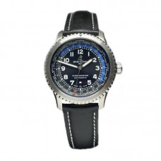 Navitimer Aviator 8 B35 Unitime Automatic 43 Black Dial in Steel on Black Leather Strap Navitimer Aviator 8 B35 Unitime Automatic 43 Black Dial in Steel on Black Leather Strap