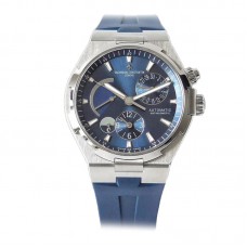 Overseas Dual Time Blue Dial in Steel on Rubber Strap