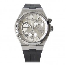 Overseas Dual Time White Dial in Steel on Rubber Strap