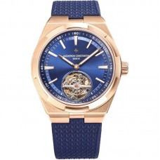 Overseas Tourbillion in Pink Gold on Blue Rubber Strap