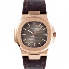 Nautilus Jumbo 5711 Brown Dial in Rose Gold with Brown Leather Strap